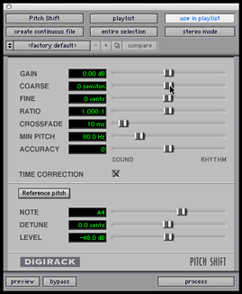 pitch shift controls