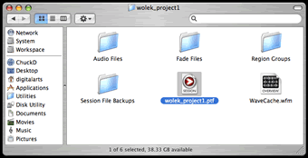 project folder contents